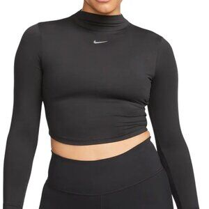 NWT Nike Dri-FIT One Luxe Mock Neck Black Crop Top Size Extra Small